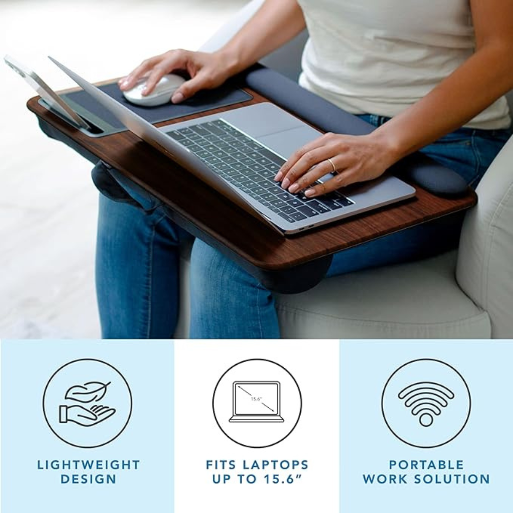 LAPGEAR Home Office Pro Lap Desk with Wrist Rest, Mouse Pad, and Phone Holder