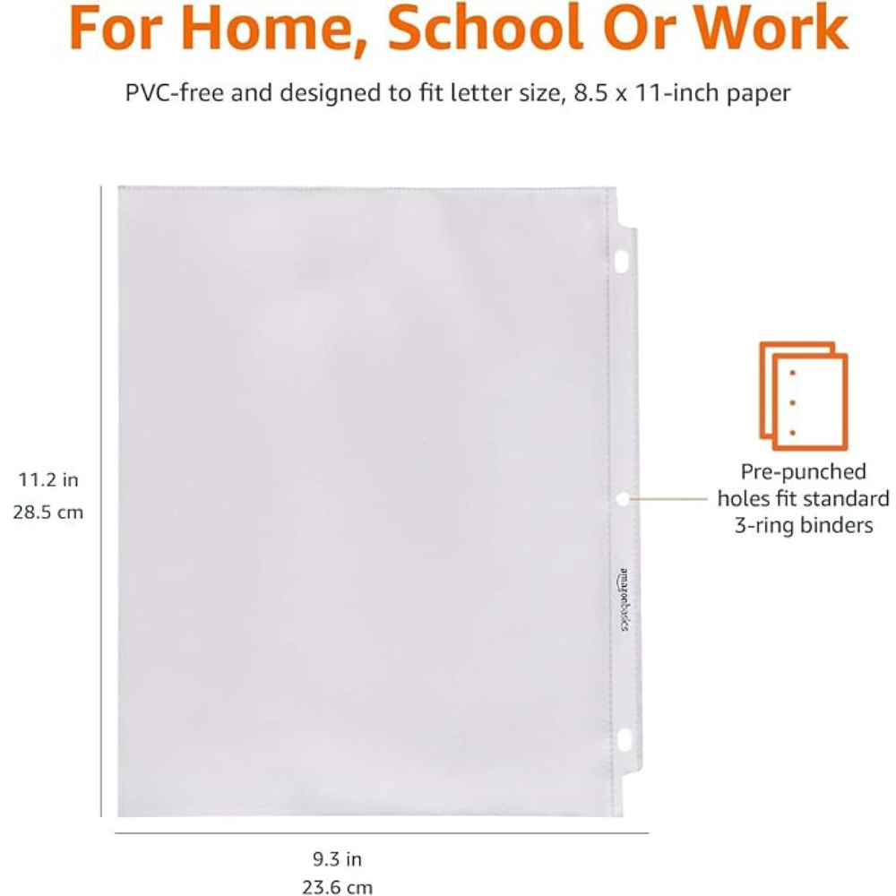 Amazon Basics Clear Sheet Protectors for 3 Ring Binder