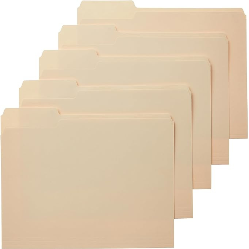 Amazon Basics 1/3-Cut Tab, Assorted Positions File Folders