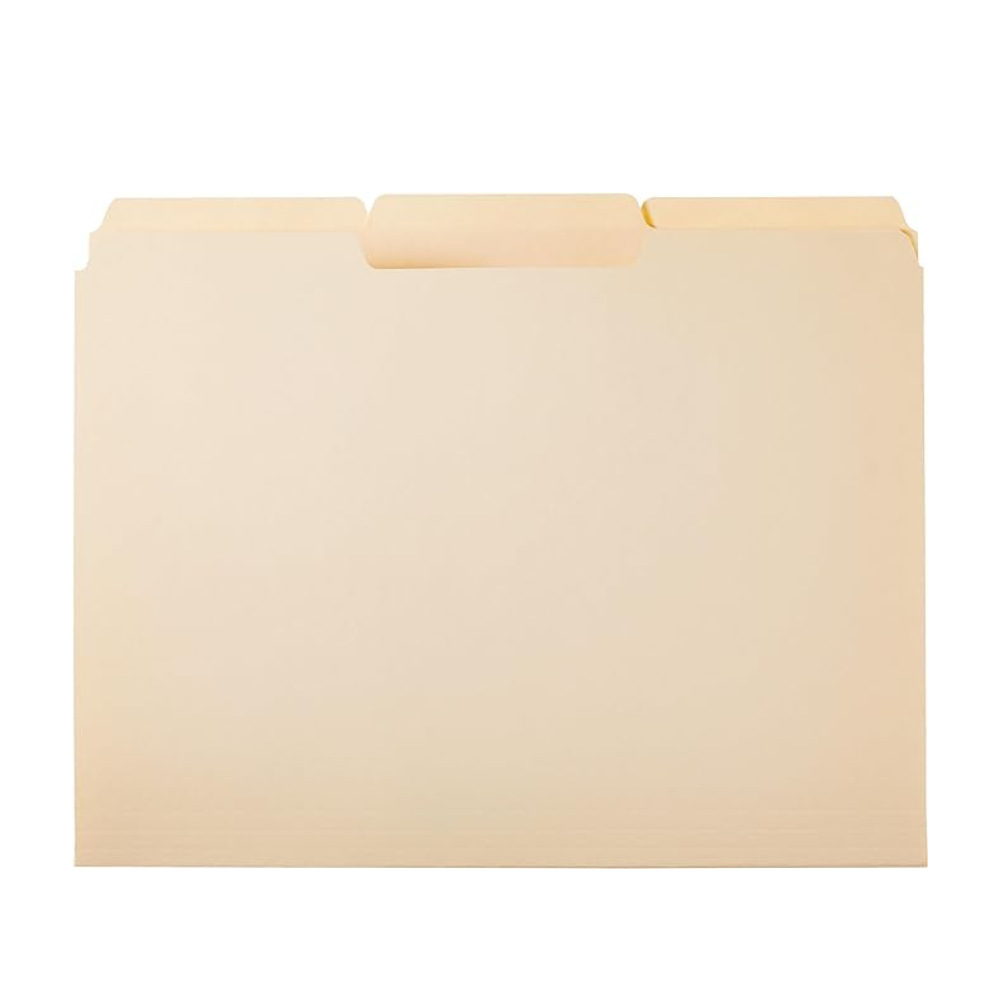 Amazon Basics 1/3-Cut Tab, Assorted Positions File Folders